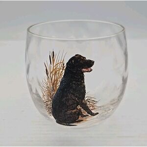 Westmoreland Snub Glass Low Ball Glass Labrador Retriever Dog & Cattails Hunting